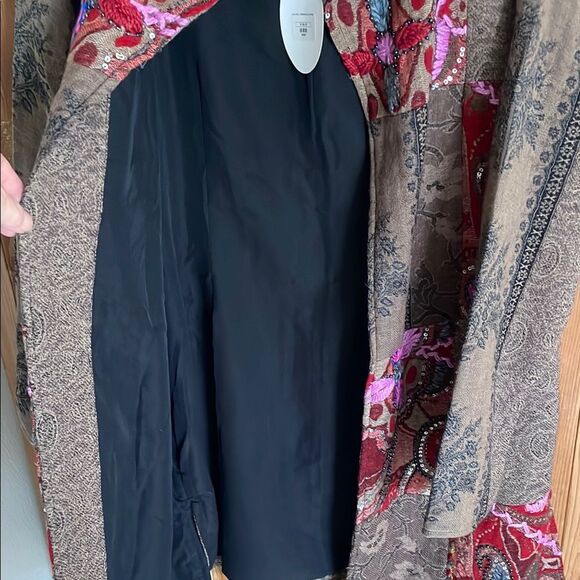 Anu open front beaded embroidered Patchwork Jacquard wool Jacket - Picture 9 of 11